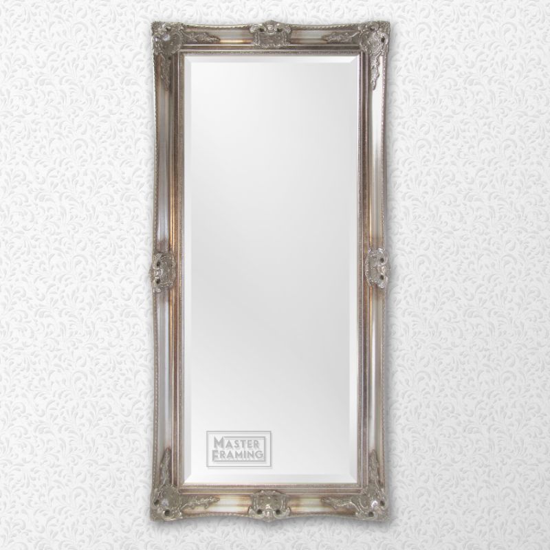 silver ornate framed bevelled mirror 201S